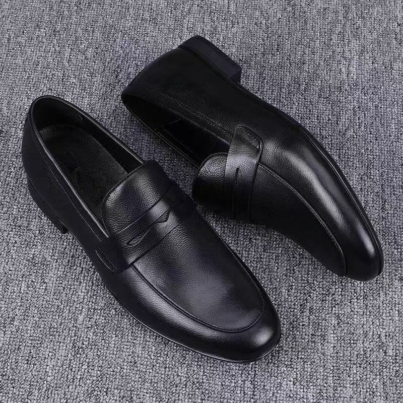 Spring and Autumn New Soft Casual Dress Leather Shoes Breathable Business Men's British One-Pedal Doudou Shoes Soft Sole Soft Surface