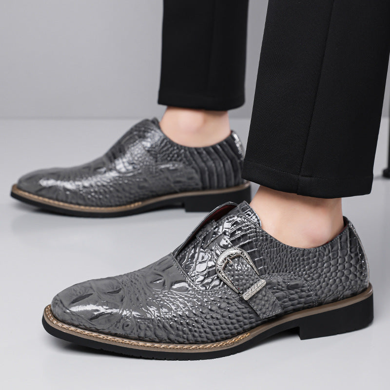 best-selling cross-border crocodile pattern buckle business leather shoes men's large size 7