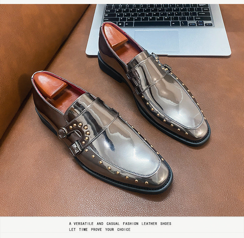 2026 spring men's plus size pointed toe patent leather dress shoes - british casual style hair styli 12