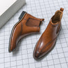 Men's Leather Chelsea Boots, Pointed Toe, Retro