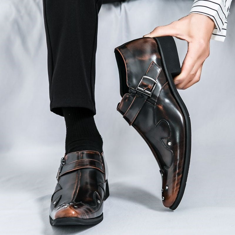 Pointed-toe european and american style men's leather dress shoes - trendy, business casual, rhinest 4