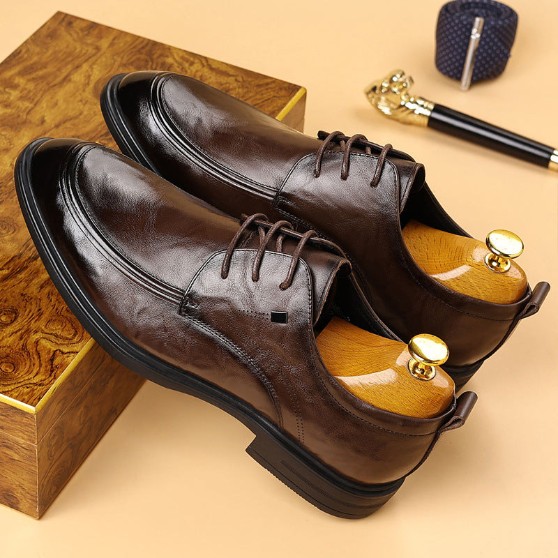 Men's Leather Formal Shoes, Pointed Toe, Business, Style 4551