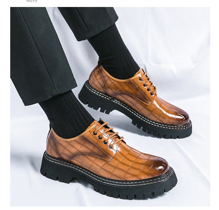 2026 spring/autumn cross-border plus size men's low-cut leather shoes, new men's thick-soled height- 11