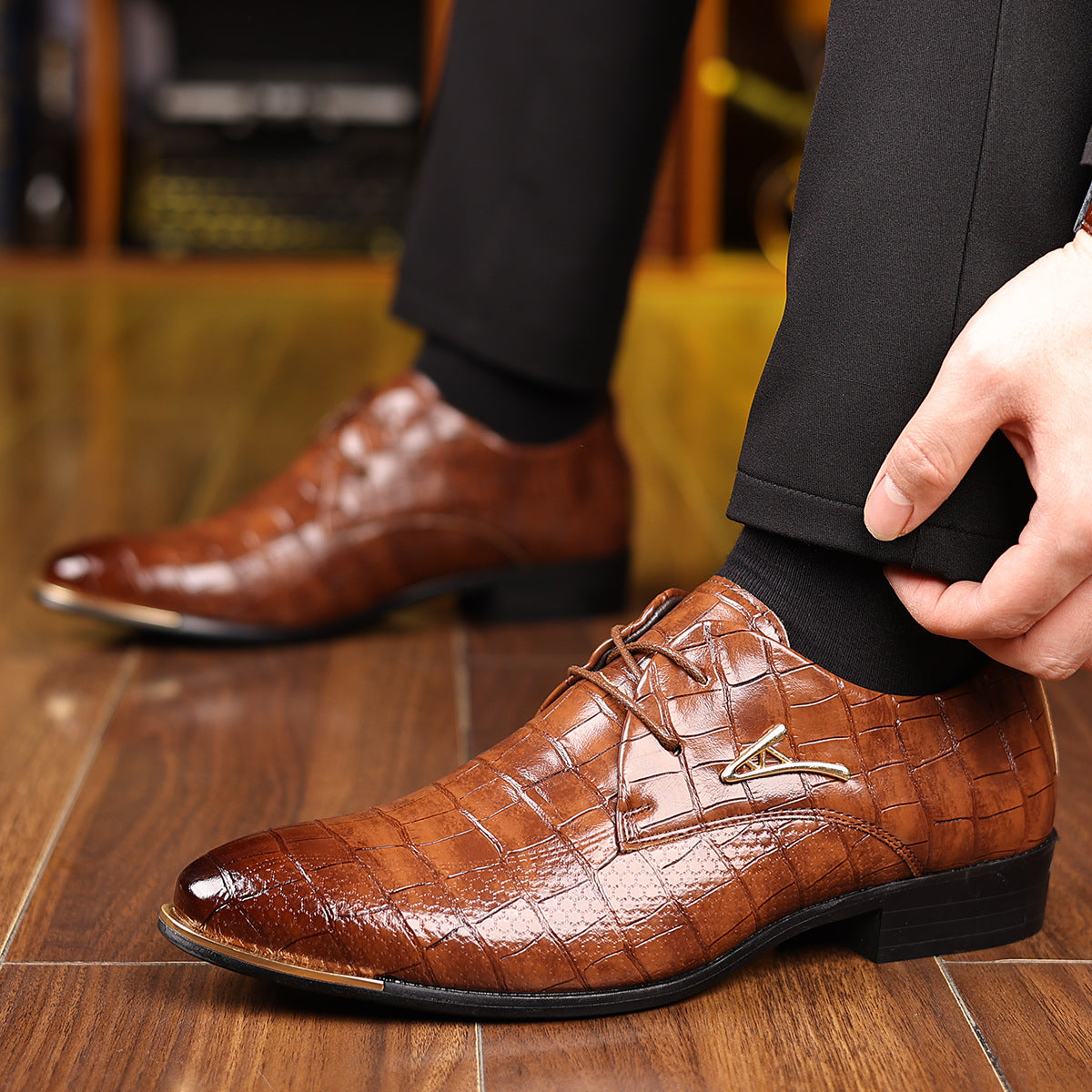 New arrival cross-border mencasualeasiest for matchplus size leather shoes pointed toe fashion busin 7