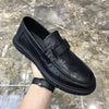 Men's Black Leather Loafers, Style 7143