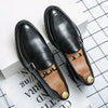 Exportplus size buckle men business casual leather shoes fashion formal wear slip-on men's shoes bla