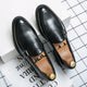Exportplus size buckle men business casual leather shoes fashion formal wear slip-on men's shoes bla