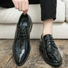Men's Green Leather Dress Shoes, Pointed Toe, Business