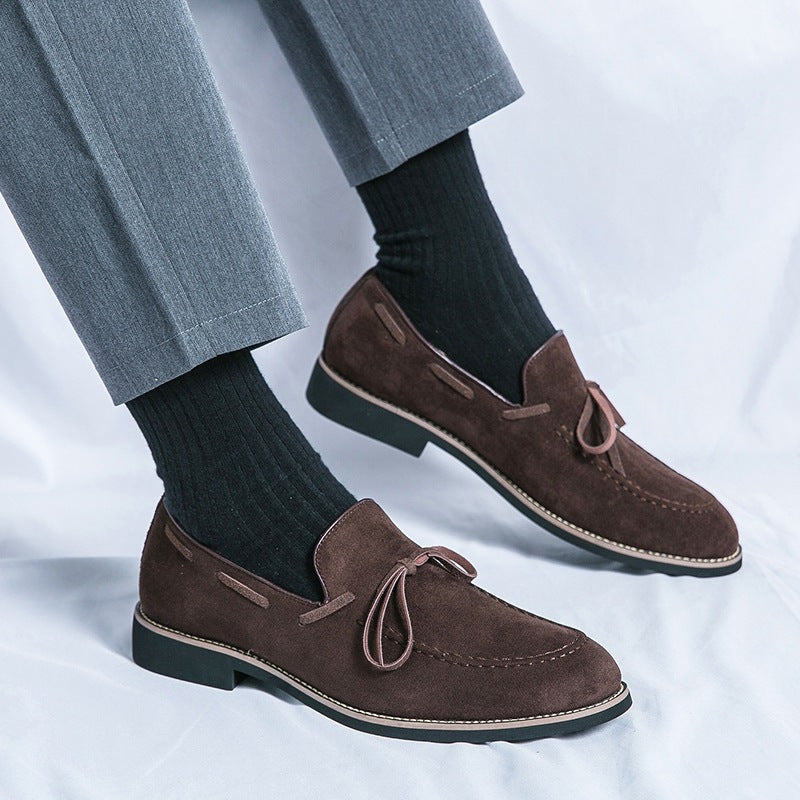 Cross-border spring bow slip-on leather shoes fashion formal business casual shoes plus size loafers 1