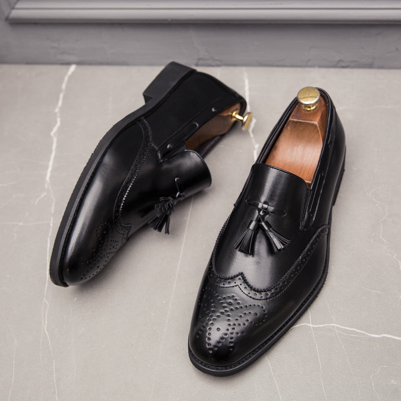 Cross-border men's brogue leather shoes - plus size fashion tassel leather shoes - business casual 3