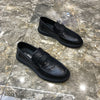 Men's Black Leather Loafers, Style 7143