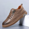 Men's White Leather Casual Shoes, Breathable