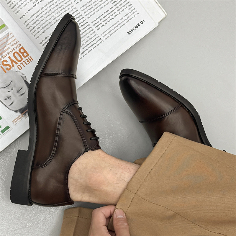 Three-joint men's leather shoes business casual formal men's shoes british suit shoes men's groom we 7