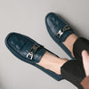 Men's Genuine Leather Loafers, Crocodile Pattern, British Style