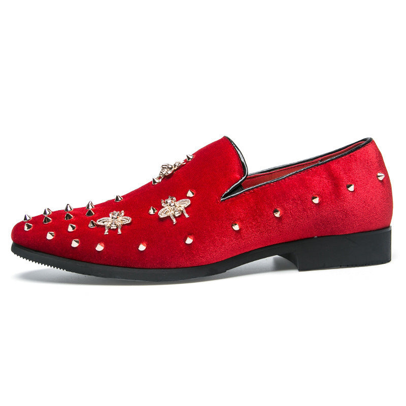 Cross-border hairstylist men's shoes fashion british studded shoes exportplus size slip-on driving 7