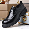 Men's Brown Leather Formal Shoes, British Style, Thick Sole