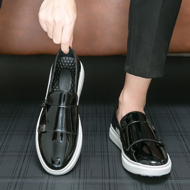 Summer breathable leather slip-on loafers soft sole sneakers white shoes men's versatile casual shoe 7