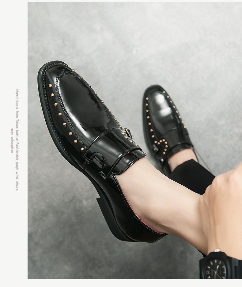 2026 spring men's plus size pointed toe patent leather dress shoes - british casual style hair styli 10