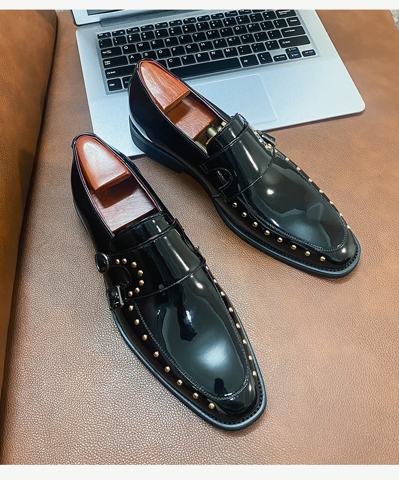 2026 spring men's plus size pointed toe patent leather dress shoes - british casual style hair styli 9