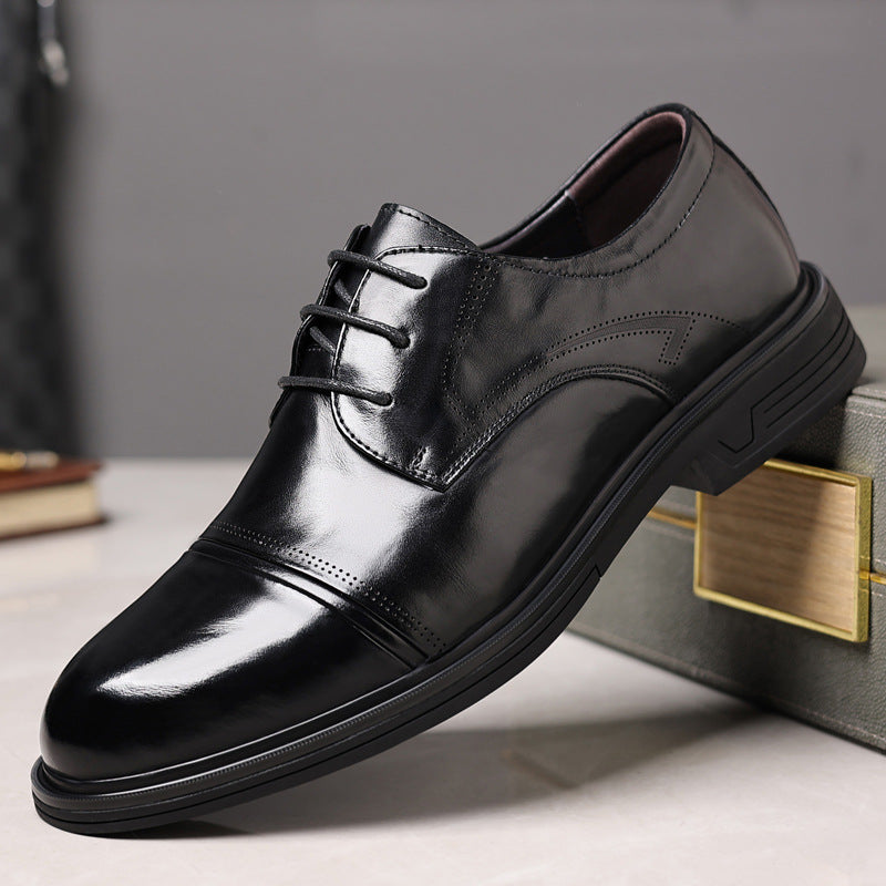 British style wedding groomsmen formal dress shoes - premium derby leather italian business dress shoe 2