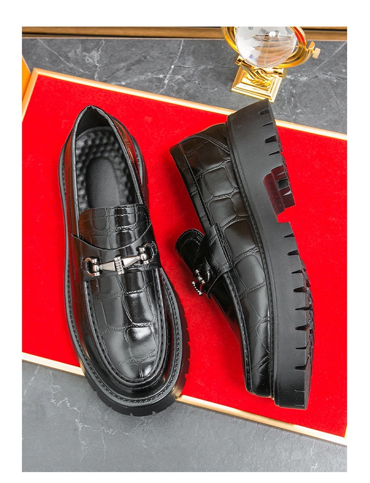 Cross-border spring thick sole foot heightening leather shoes fashion formal business casual shoes 12