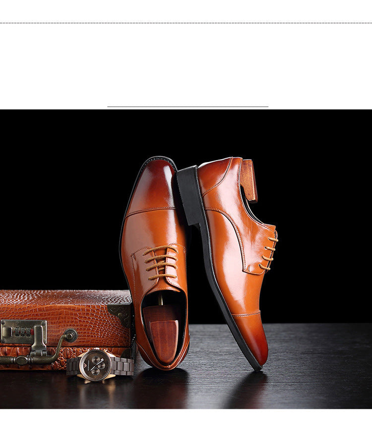Spring new pointed-toe lace-up business dress leather shoes for men, british style brogue cross-bord 11