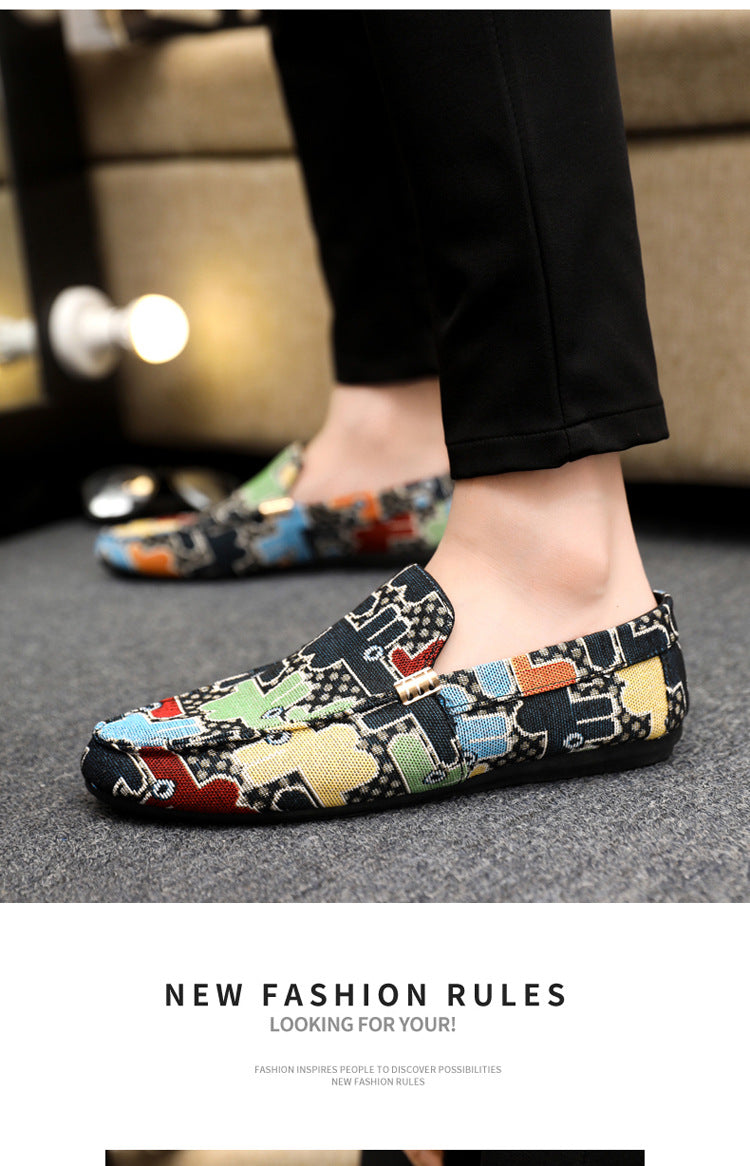Spring/summer casual sneakers, trendy loafers, men's slip-ons, moccasins, one-step shoes, men's foot 17