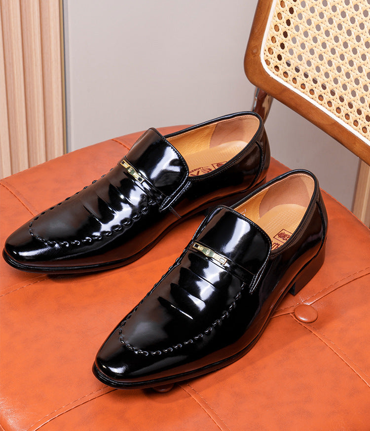 Old man's head cowhide men's shoes men's business formal leather shoes patent leather glossy wedding 7