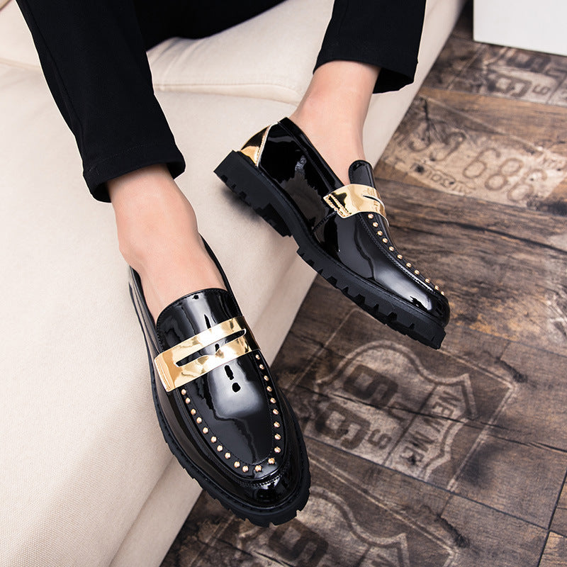 Menfashion glossy white leather shoes men's slip-on wedding photos retrocasual shoes british style s 4