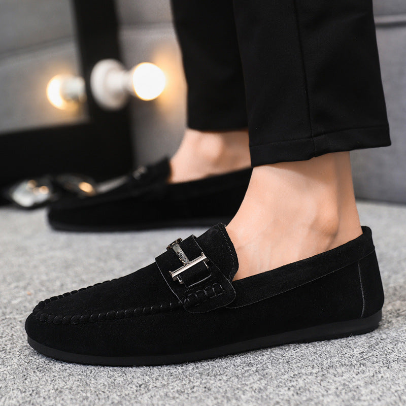 Loafers flats low ankle round toe loafers men 2024 plaid handmade leather shoes soft bottom casual s 2