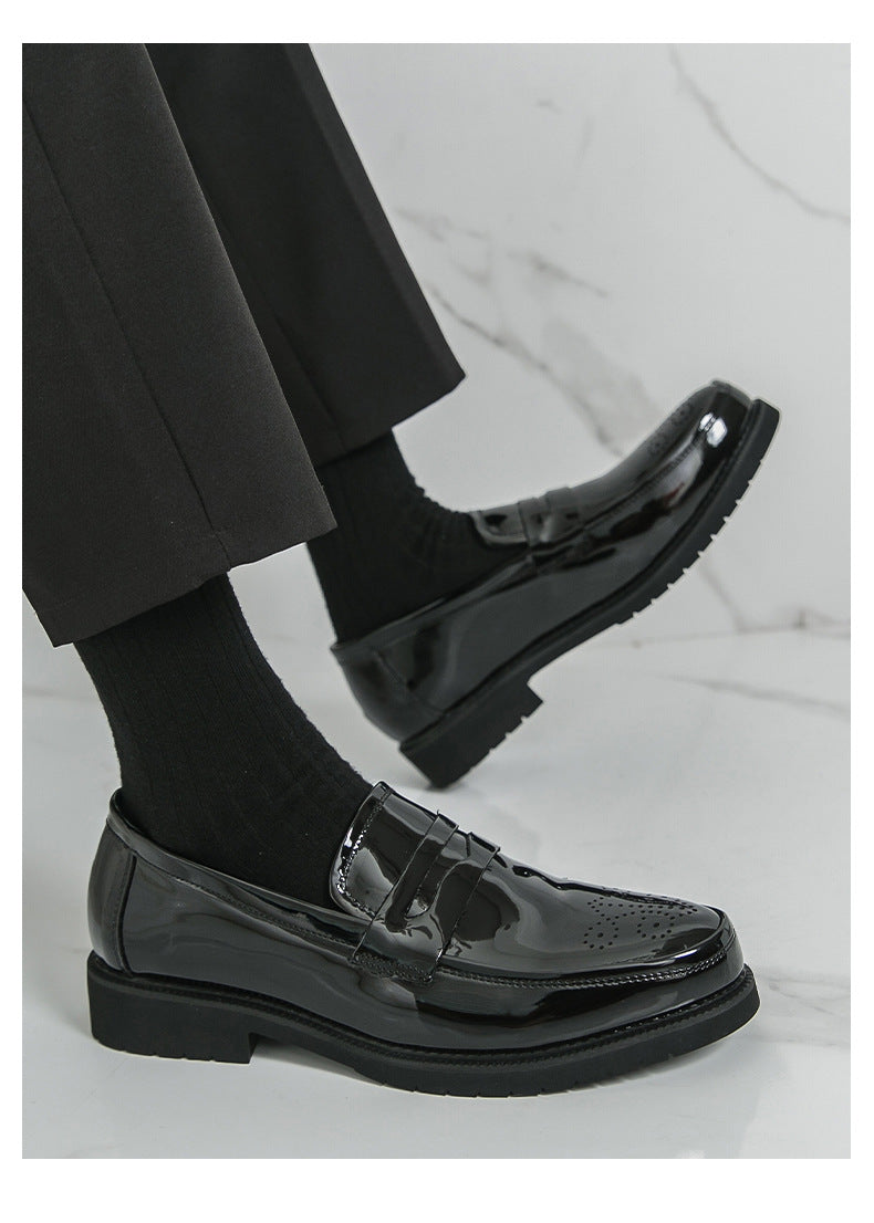2026 spring new men's casual formal leather shoes business british brogue casual flats wedding shoes