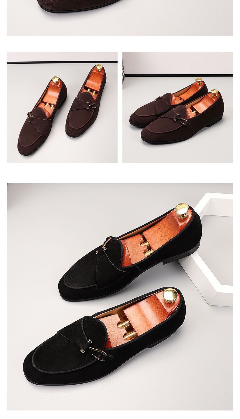 Lazy casual leather shoes slip-on soft bottom bean shoes menk-styletrendy frosted suede small leather 12