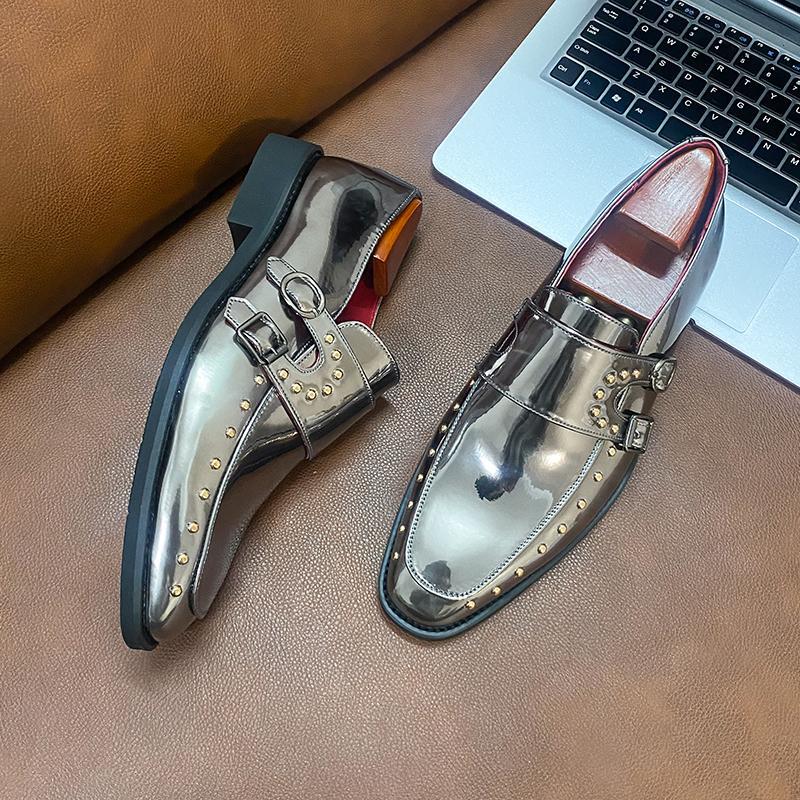 2026 spring men's plus size pointed toe patent leather dress shoes - british casual style hair styli 4