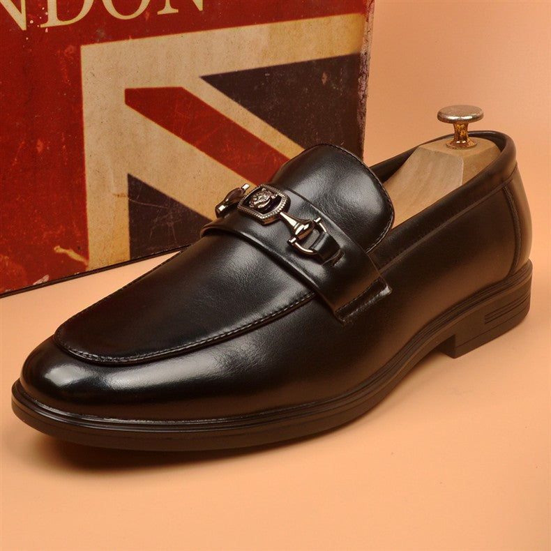2026 new men's business casual shoes pointed toe leather loafers british style wedding shoes soft 15