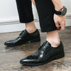 Men's Green Leather Dress Shoes, Pointed Toe, Business
