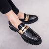 Men's White Leather Formal Shoes, Slip-On, Retro