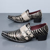 Amazon's best-selling cross-border zebra pattern iron toe double buckle leather shoes men's business