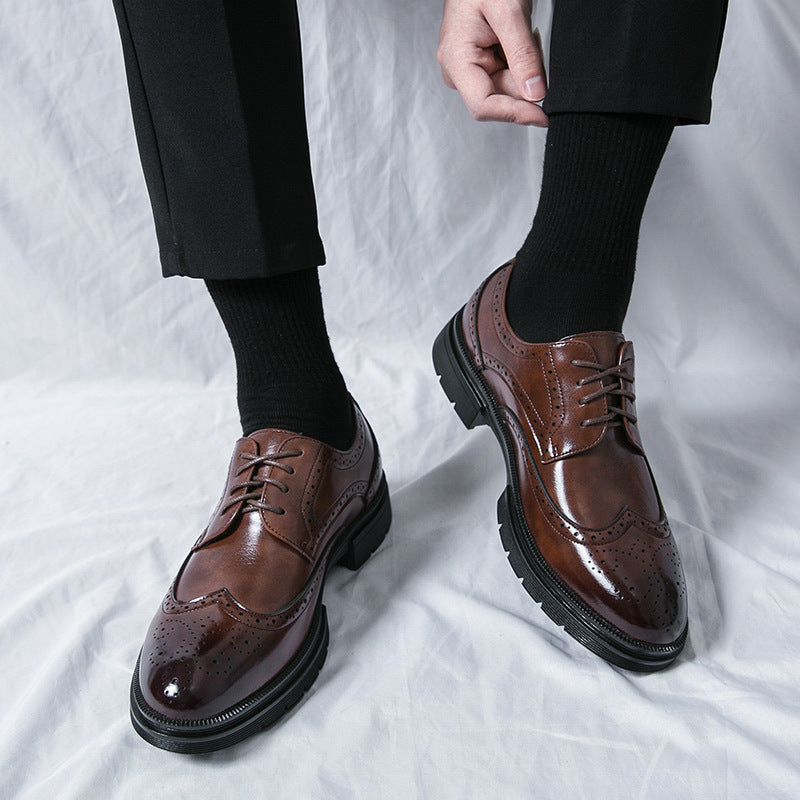 plus-size casual leather shoes for men - size 46. men's brogue business loafers with 2
