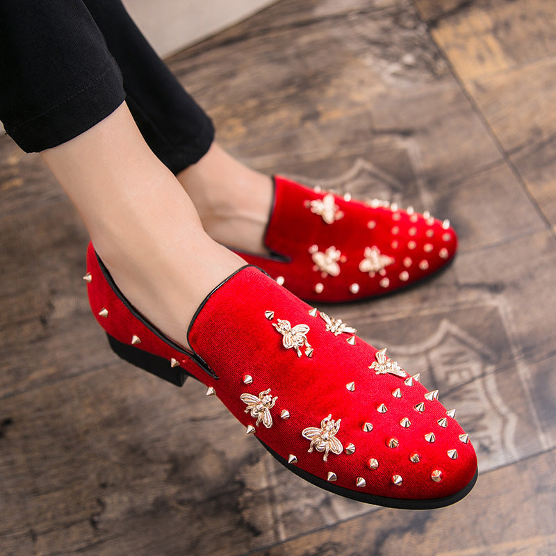 Cross-border hairstylist men's shoes fashion british studded shoes exportplus size slip-on driving 13
