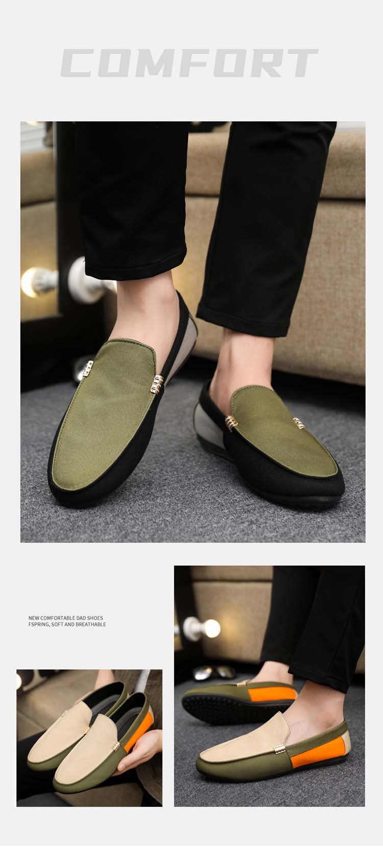 Spring/summer casual sneakers, trendy loafers, men's slip-ons, moccasins, one-step shoes, men's foot 9
