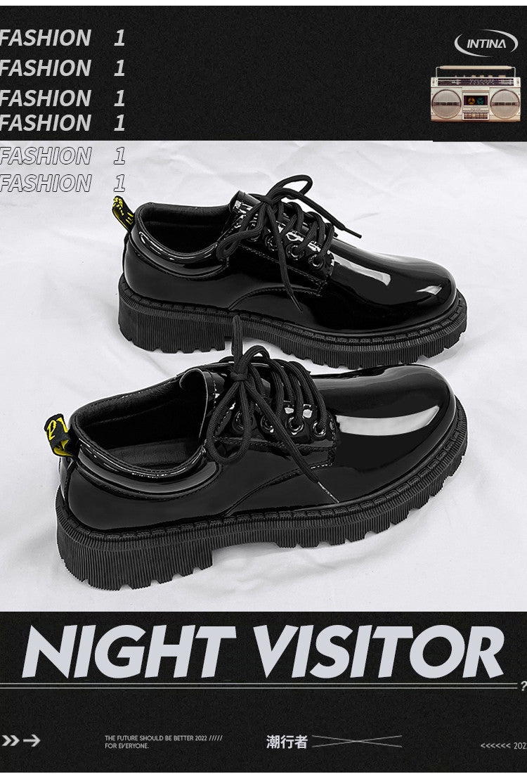 Glossy leather shoes for men, formal business british derby shoes, autum big toe casualtrendy shoes, 8