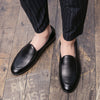 Men's Brown Leather Loafers, Pointed Toe, British Style