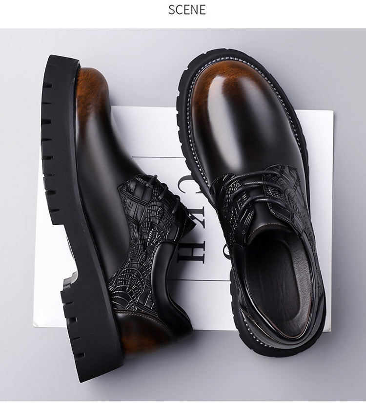 autumn new thick sole men's business formal leather shoes fashion nightclub casual 7