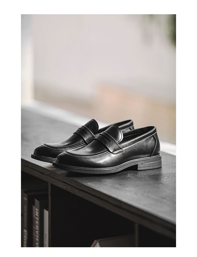 Cross-border new arrival leather shoes for men 2026 british style slip-on round toe casual loafers 11