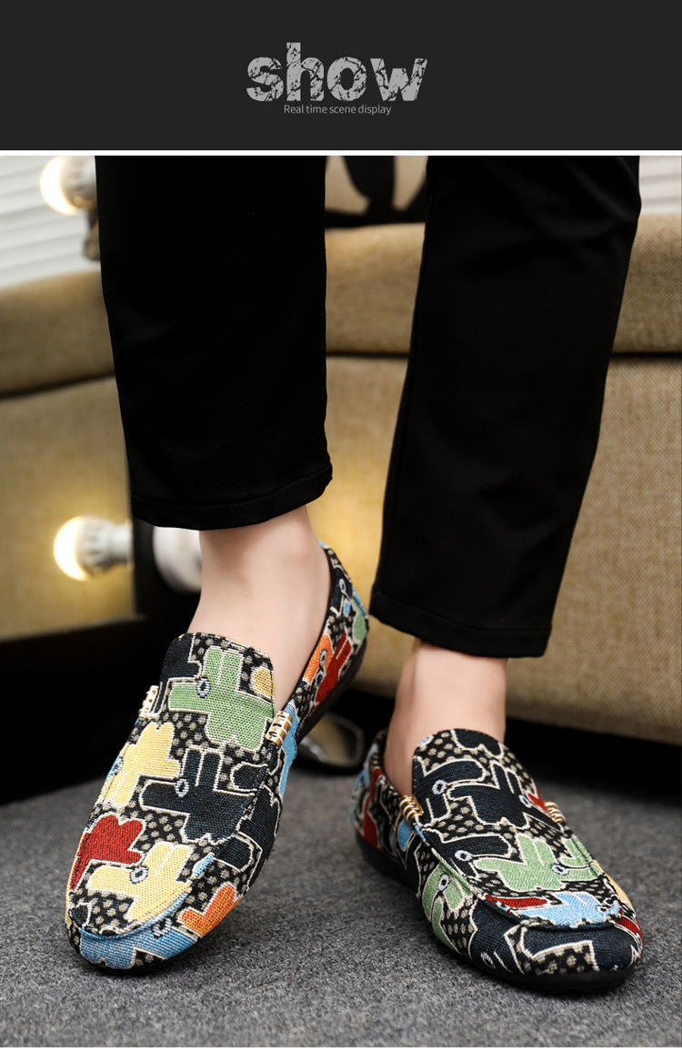 Spring/summer casual sneakers, trendy loafers, men's slip-ons, moccasins, one-step shoes, men's foot 15