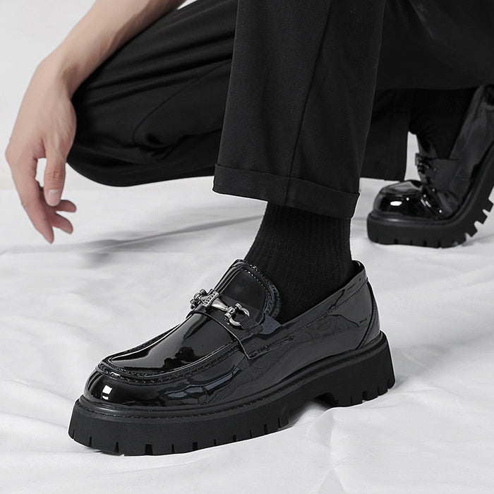 Men's chunky platform loafers - british style, square toe, business casual, spring/autumn new arrival