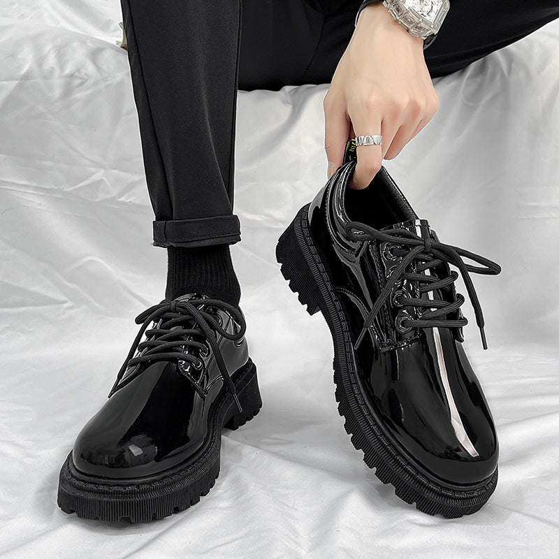 Glossy leather shoes for men, formal business british derby shoes, autum big toe casualtrendy shoes, 3