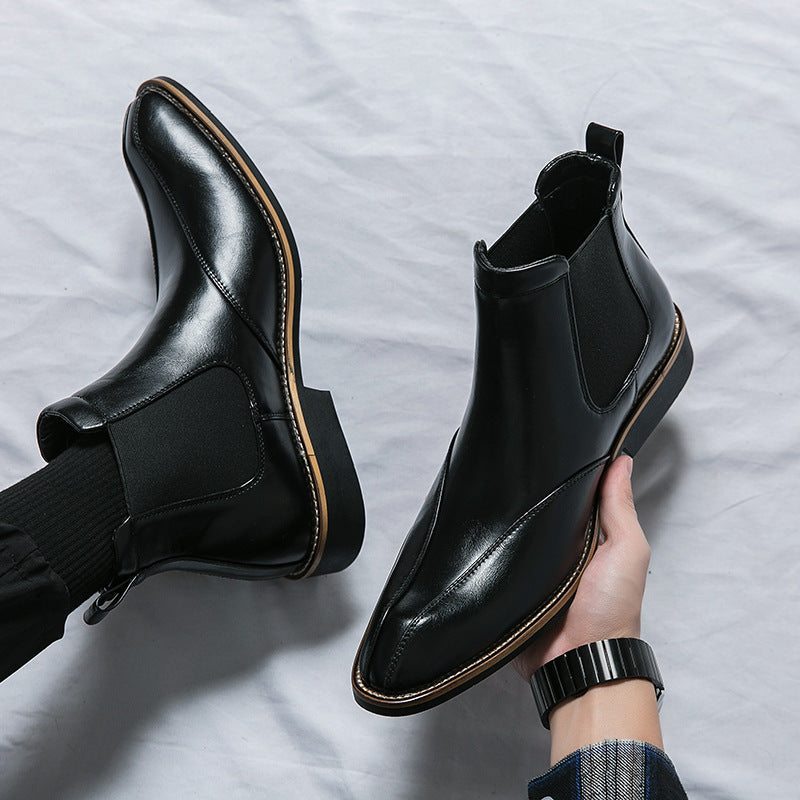 Men's High-Top Chelsea Boots - Leather