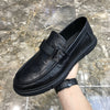 Men's Black Leather Loafers, Style 7143