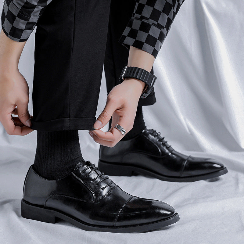 Three-joint men's leather shoes business casual formal men's shoes british suit shoes men's groom we 3